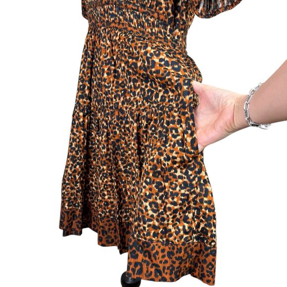 Ulla Johnson NWT Mariana Leopard Animal Print Puff Sleeve Fit & Flare Dress - Picture 12 of 16